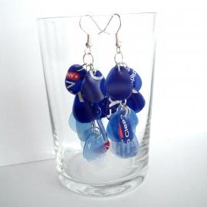 Blue Long Ecofriendly Earrings Made Of Recycled..