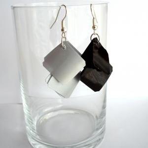 Black Earrings Made Of Recycled Plastic Bottle,..