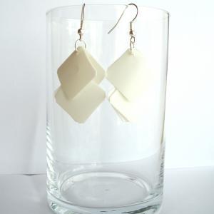 White Earrings Made Of Recycled Plastic Bottle -..