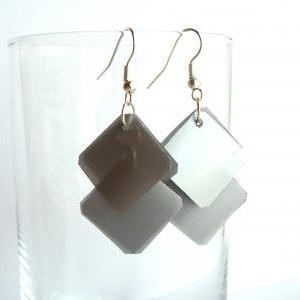 Silver Earrings Made Of Recycled Plastic Bottle -..