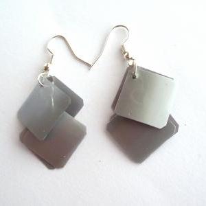 Silver Earrings Made Of Recycled Plastic Bottle -..