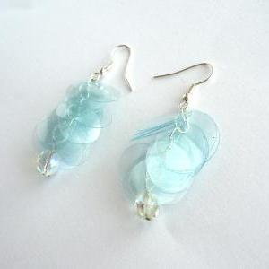 Lovely Mint Green Earrings Made Of Recycled..