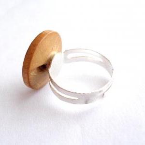 Wooden Adjustable Ring Made Of Recycled Vintage..