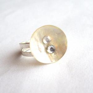 Adjustable Ring Made Of Vintage Pearl White..