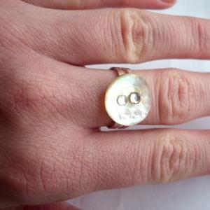 Adjustable Ring Made Of Vintage Pearl White..