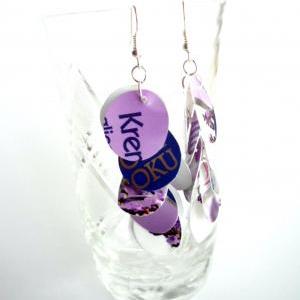 Lilac Dangle Long Earrings Made Of Recycled..