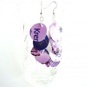 Lilac Dangle Long Earrings Made Of Recycled..