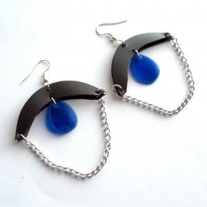Blue & Black Upcycled Jewelry Set:..