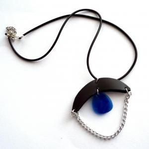 Blue & Black Upcycled Jewelry Set:..