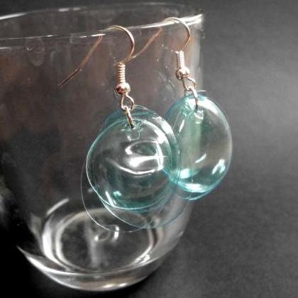 Small Turquoise Earrings Hancrafted Of Recycled..