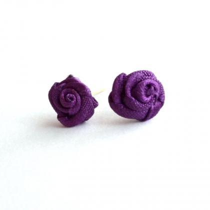 Violet Earrings Made Of Repurposed Applique..