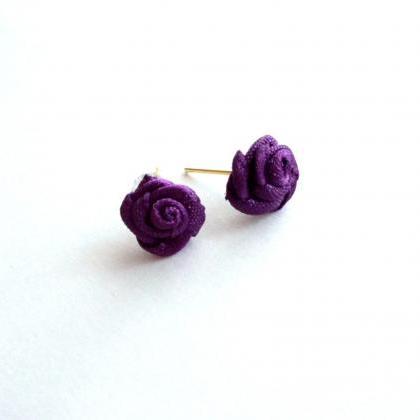 Violet Earrings Made Of Repurposed Applique..