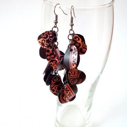 Very Long Black Earrings Made From Recycled..