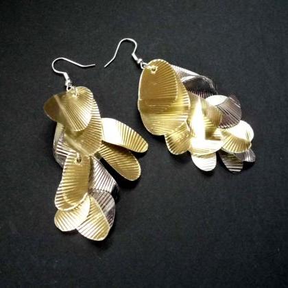 Long Gold Earrings Upcycled Jewellery Very Long..