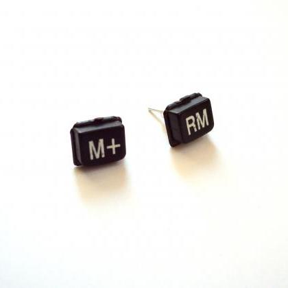 Science Jewelry Black Ear Studs Made Of Repurposed..