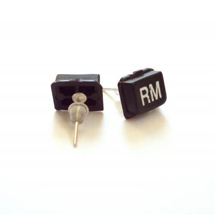 Science Jewelry Black Ear Studs Made Of Repurposed..