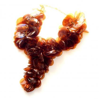 Brown Necklace Made Of Plastic Bottles Statement..