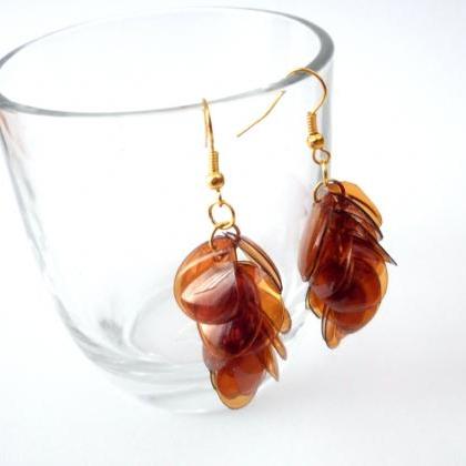 Upcycled Jewelry Brown Earrings Handmade Of..