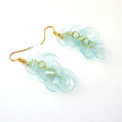 Mint Green And Gold Earrings Made Of Recycled..