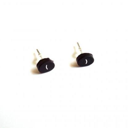 Black Studs Earrings Made Of Recycled Calculator..