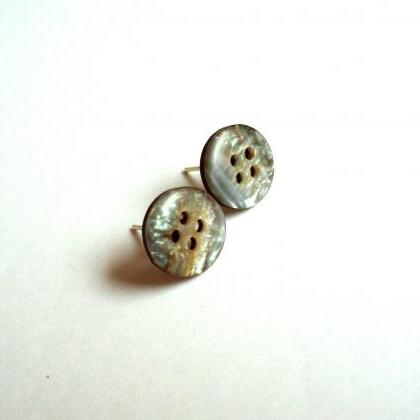 Eco-friendly Recycled Buttons Post Earrings,..