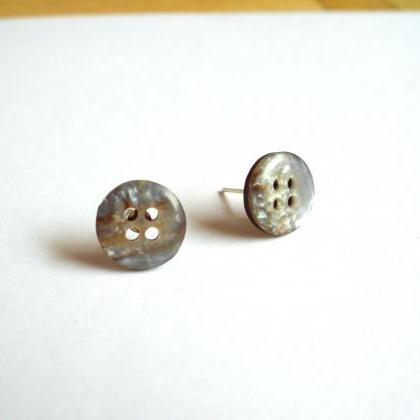 Eco-friendly Recycled Buttons Post Earrings,..