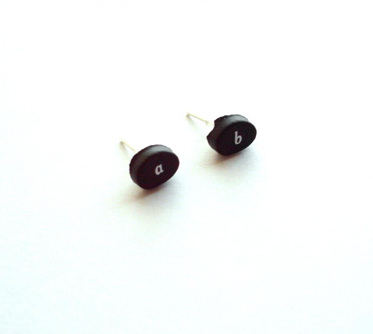 Minimalist Earrings Science Jewelry Made Of Repurposed Calculator Keys Black Ear Studs Recycled Jewelry Geek Earrings For Men