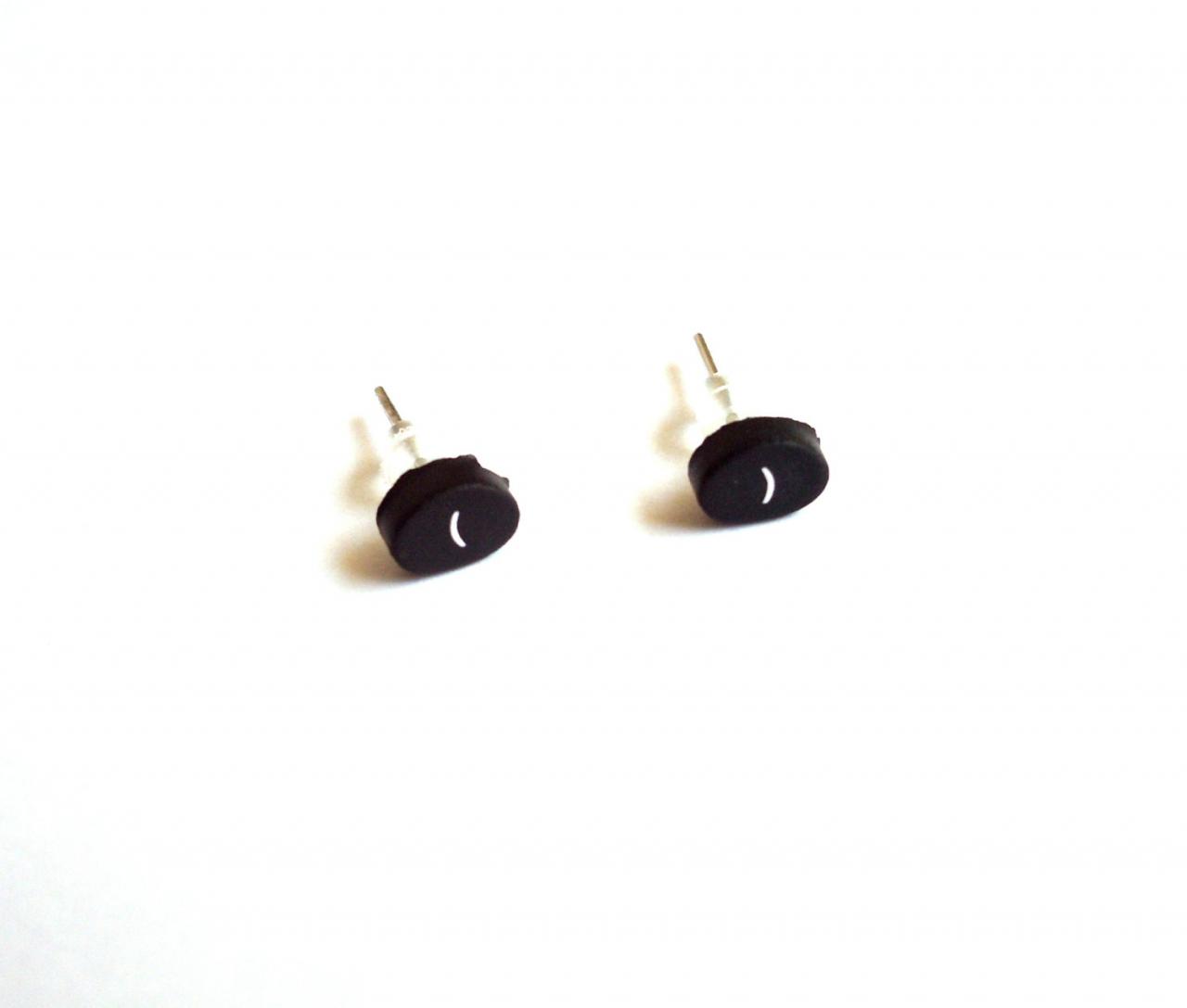 Black Studs Earrings Made Of Recycled Calculator Buttons, Minimalist Tech Jewelry For Geeks, Nerds And Math Lovers