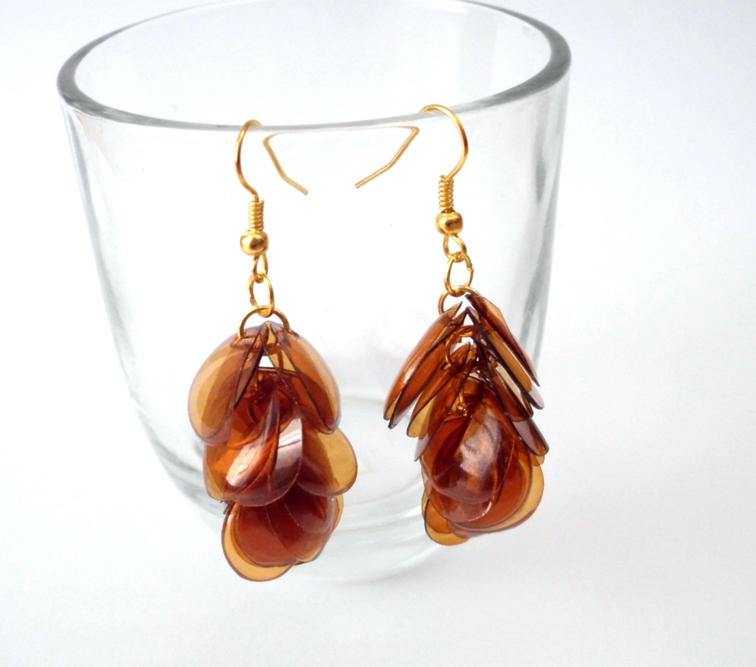 Upcycled Jewelry Brown Earrings Handmade Of Recycled Plastic Bottle